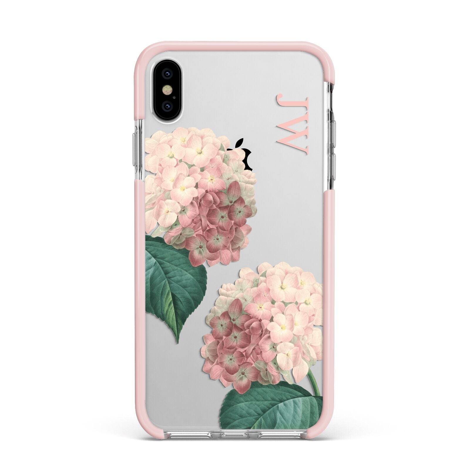 Custom Flower Apple iPhone Xs Max Impact Case Pink Edge on Silver Phone