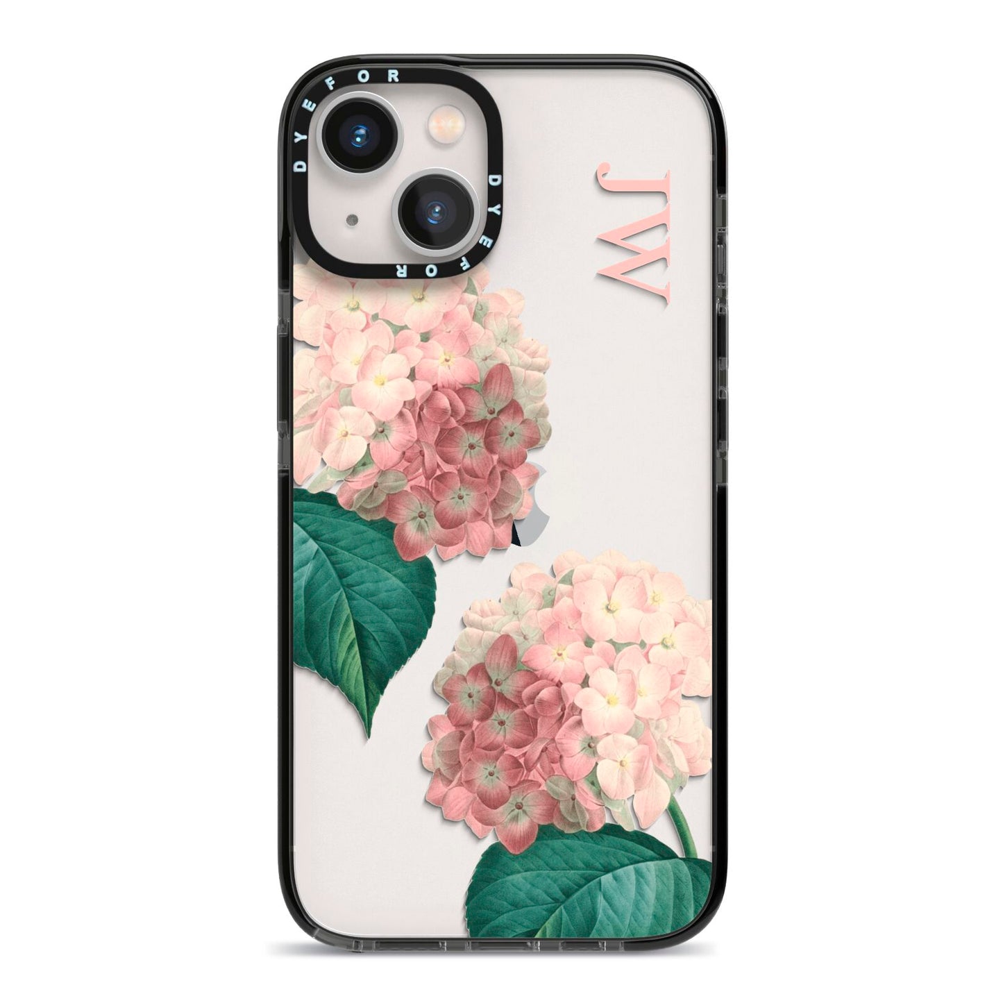 Custom Flower iPhone 13 Black Impact Case on Silver phone