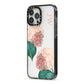 Custom Flower iPhone 13 Pro Max Black Impact Case Side Angle on Silver phone