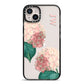 Custom Flower iPhone 14 Plus Black Impact Case on Silver phone