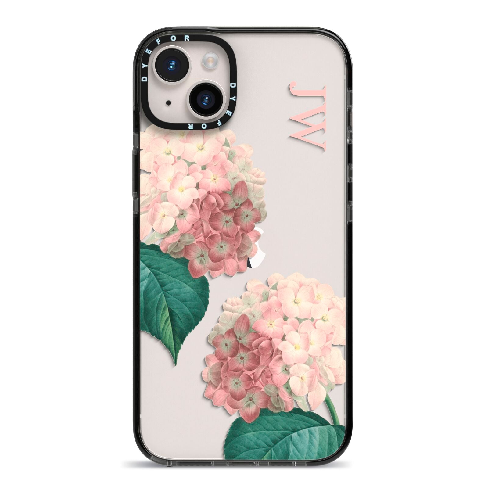 Custom Flower iPhone 14 Plus Black Impact Case on Silver phone