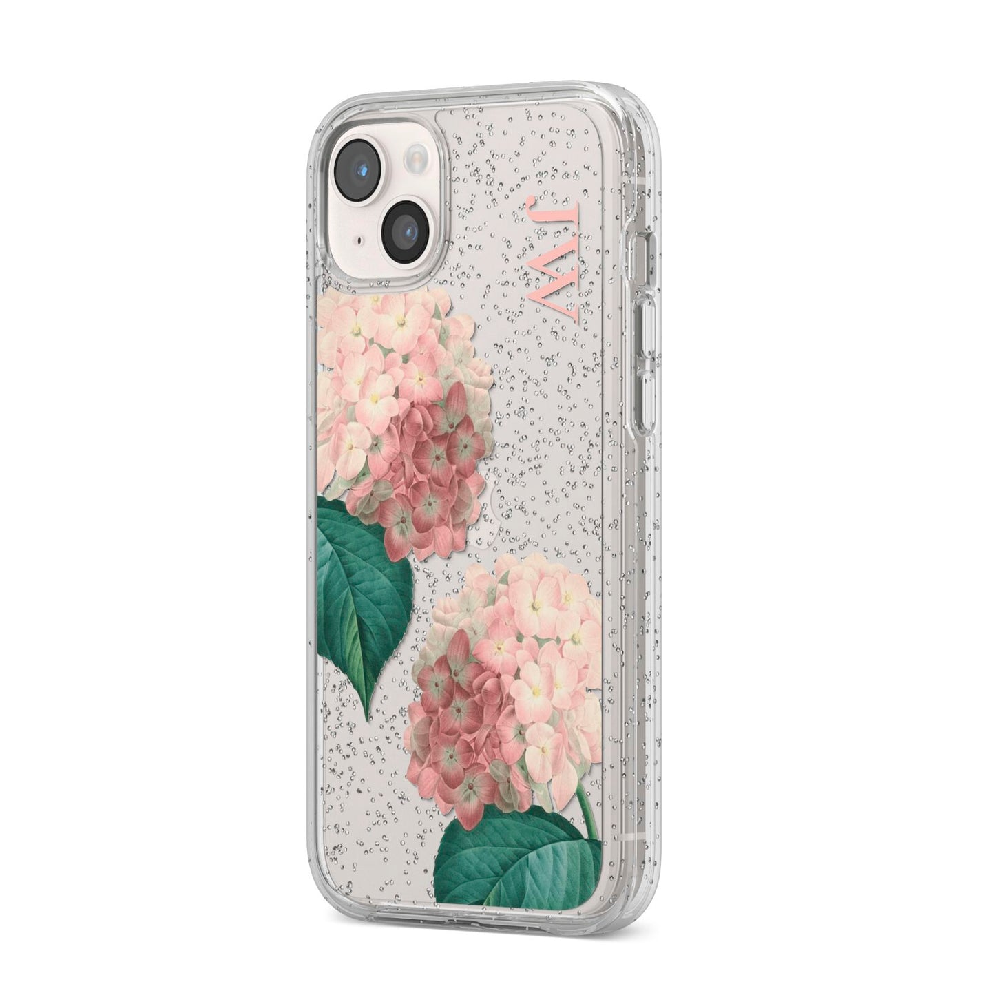 Custom Flower iPhone 14 Plus Glitter Tough Case Starlight Angled Image