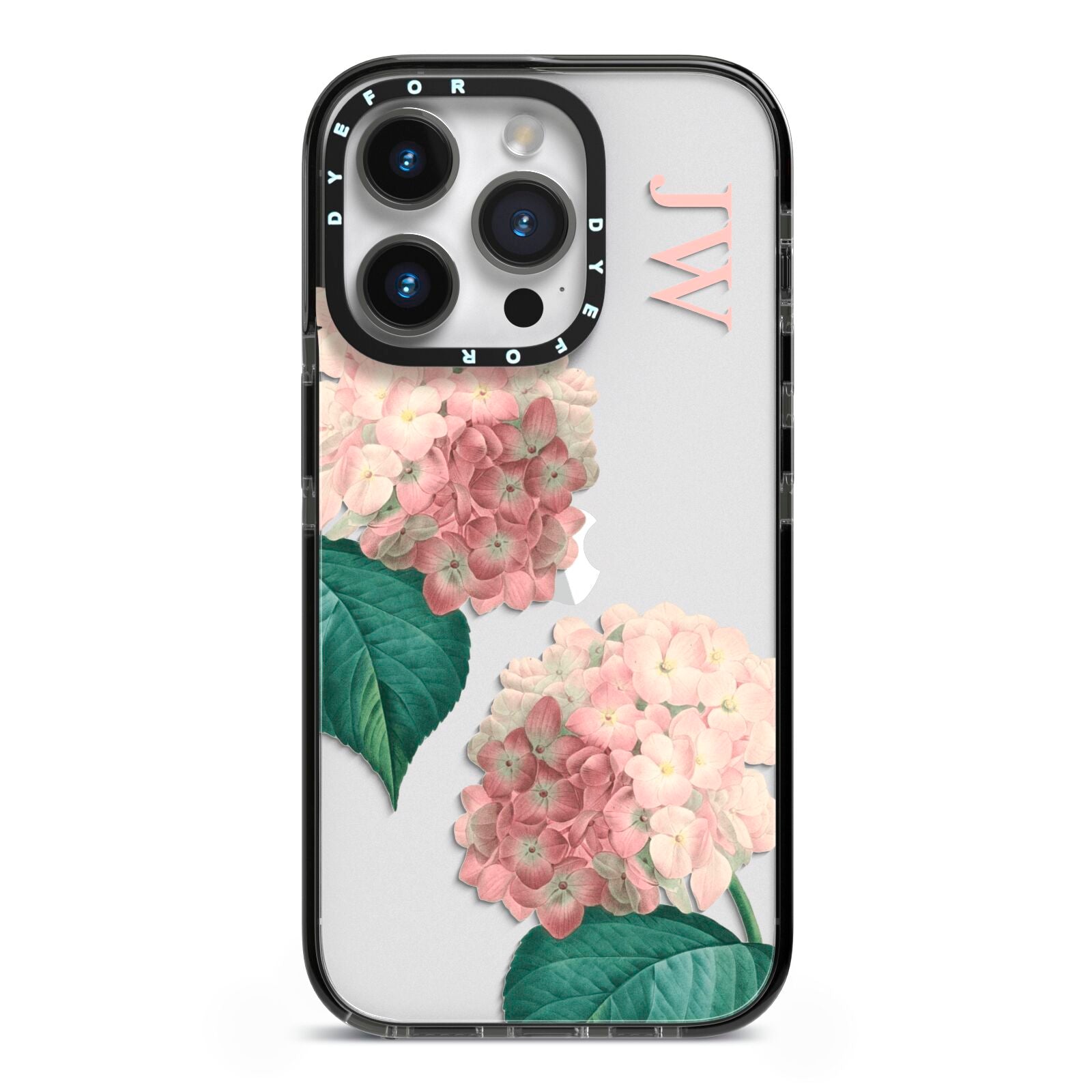 Custom Flower iPhone 14 Pro Black Impact Case on Silver phone