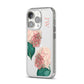 Custom Flower iPhone 14 Pro Clear Tough Case Silver Angled Image