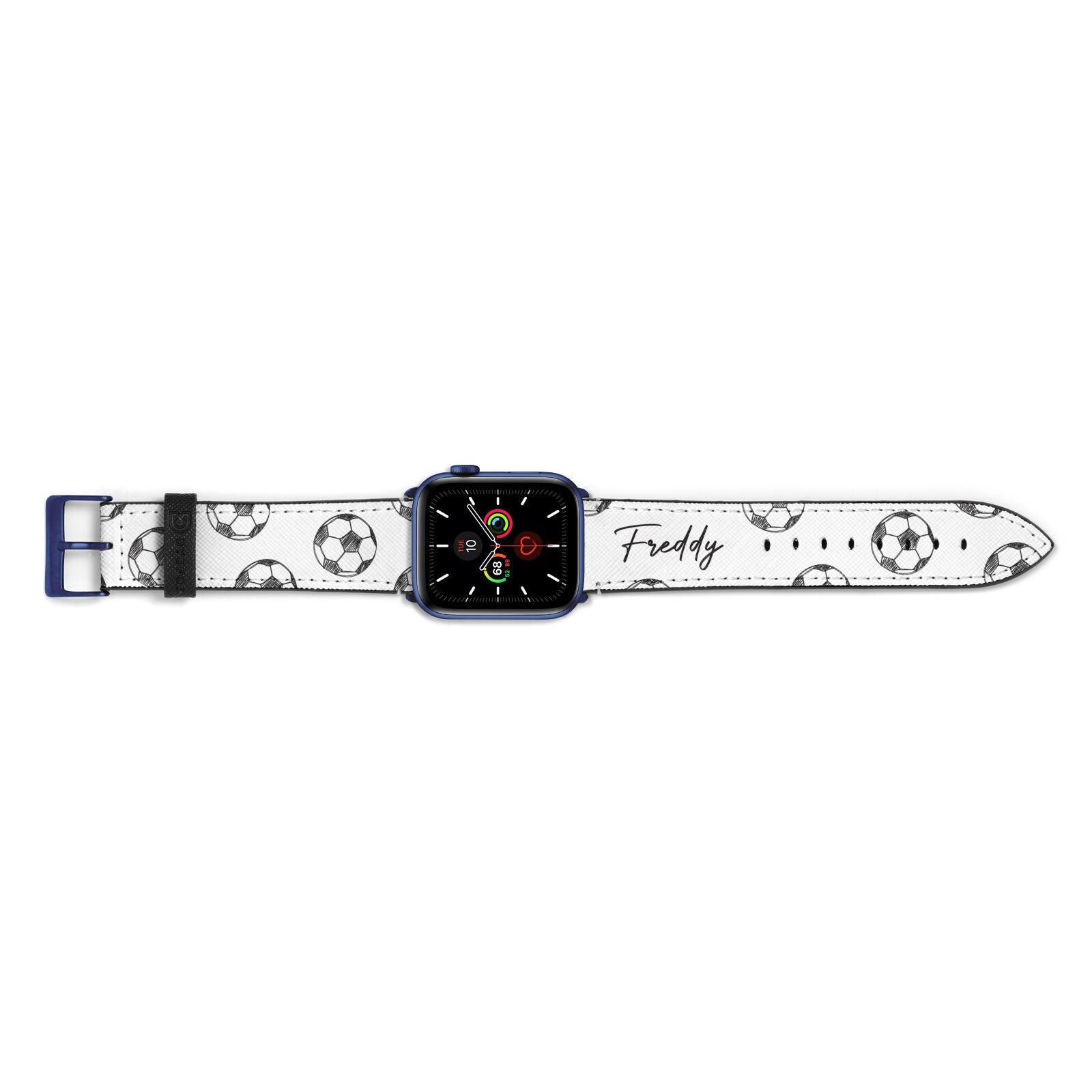 Custom Football Apple Watch Strap Landscape Image Blue Hardware