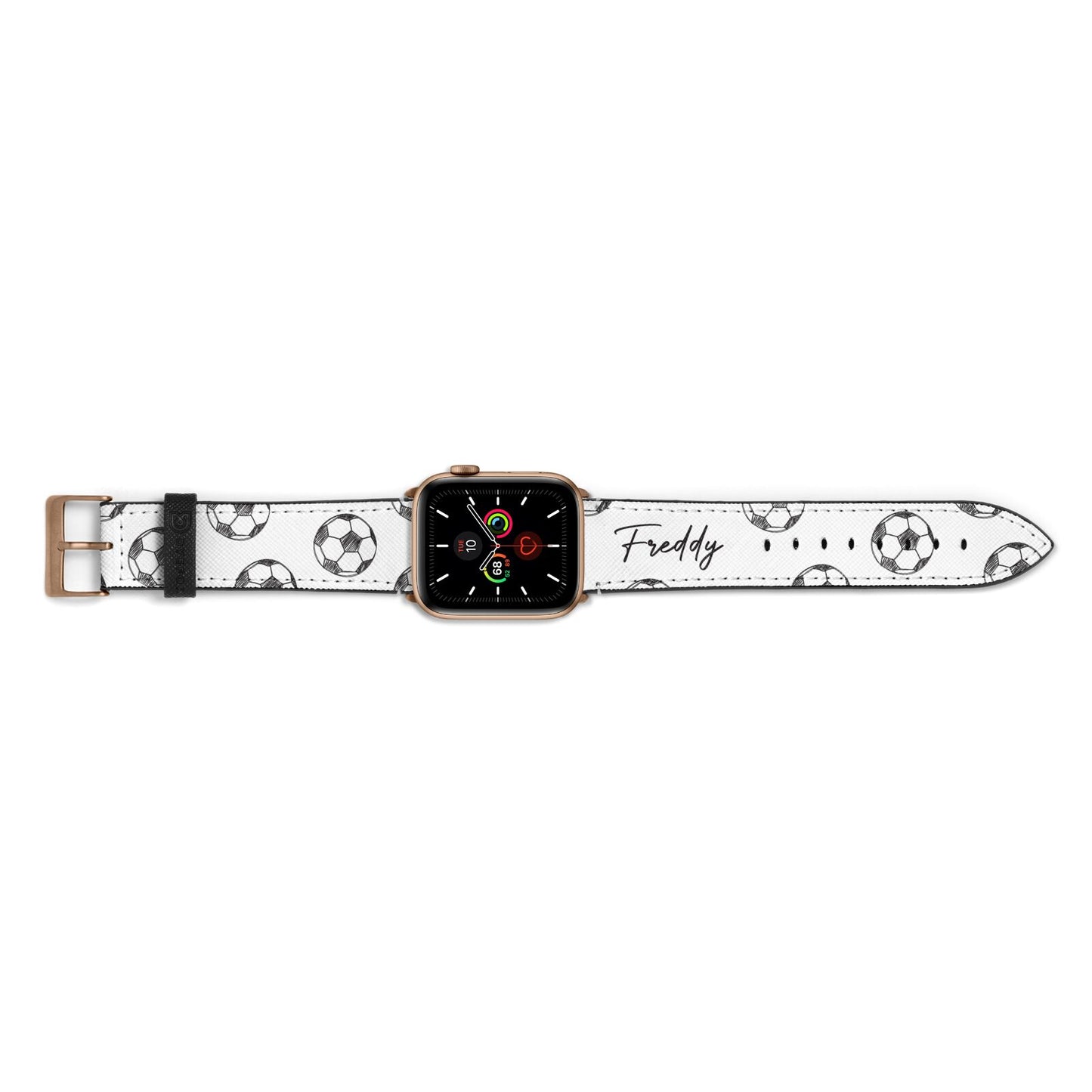 Custom Football Apple Watch Strap Landscape Image Gold Hardware