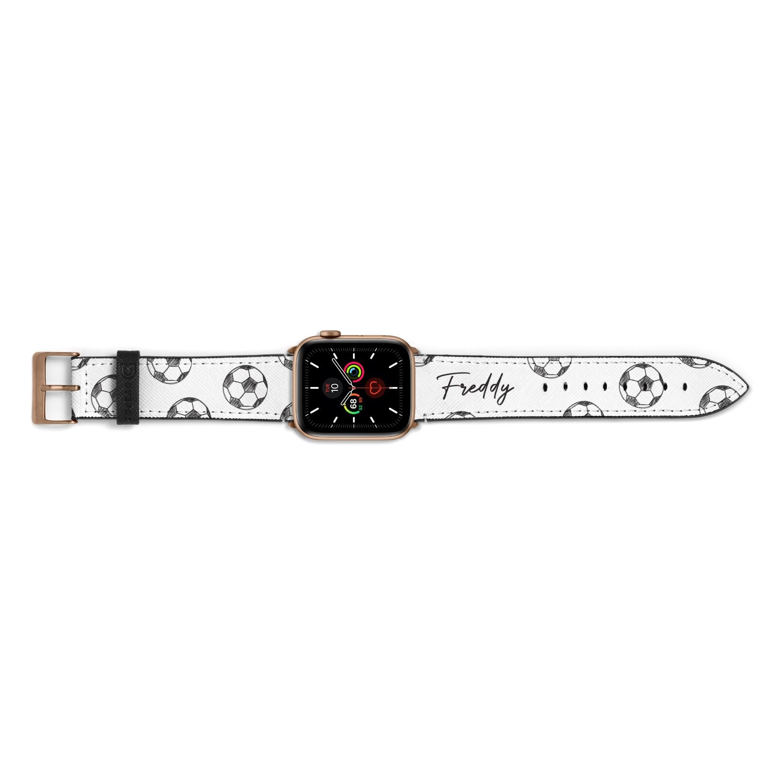 Custom Football Apple Watch Strap Landscape Image Gold Hardware