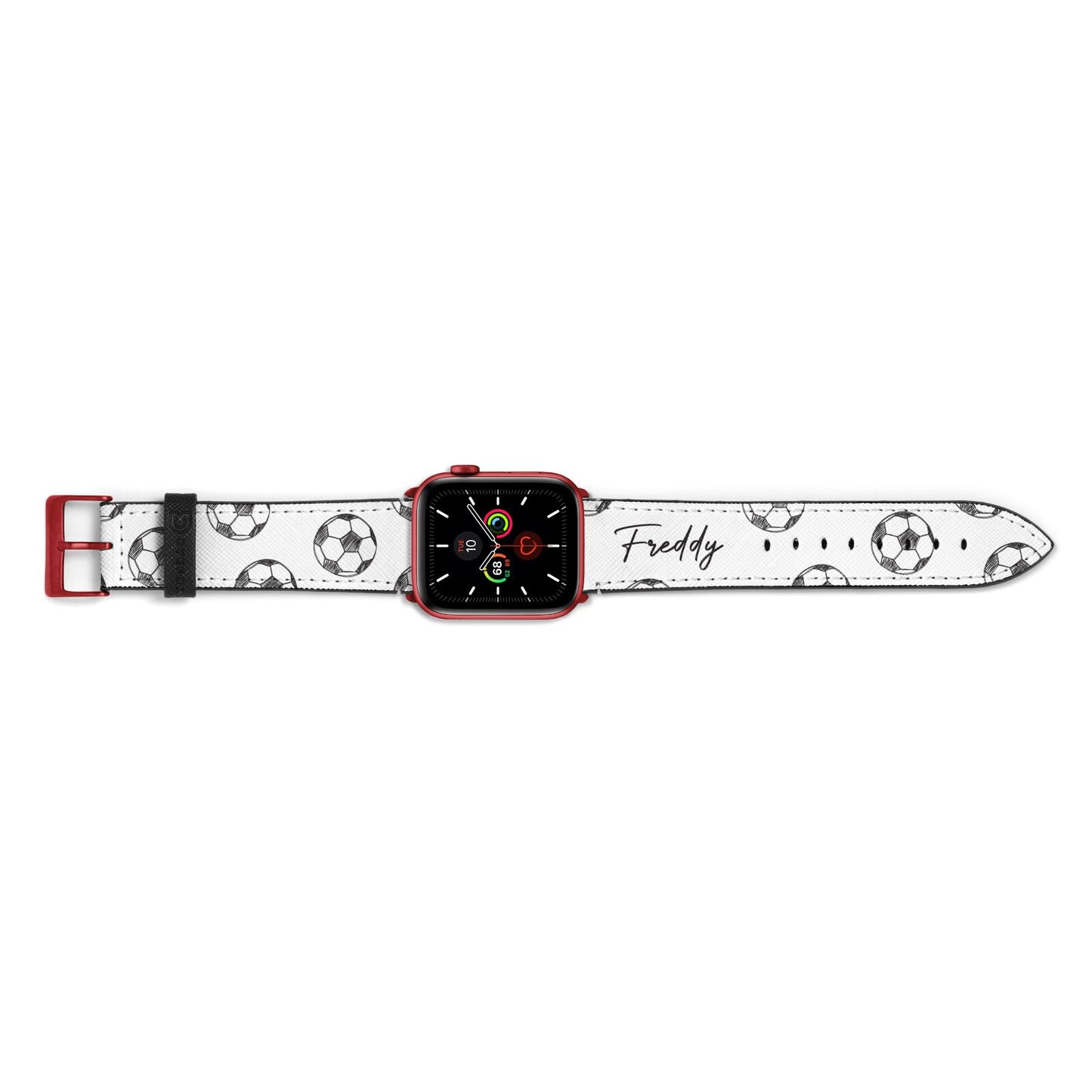 Custom Football Apple Watch Strap Landscape Image Red Hardware