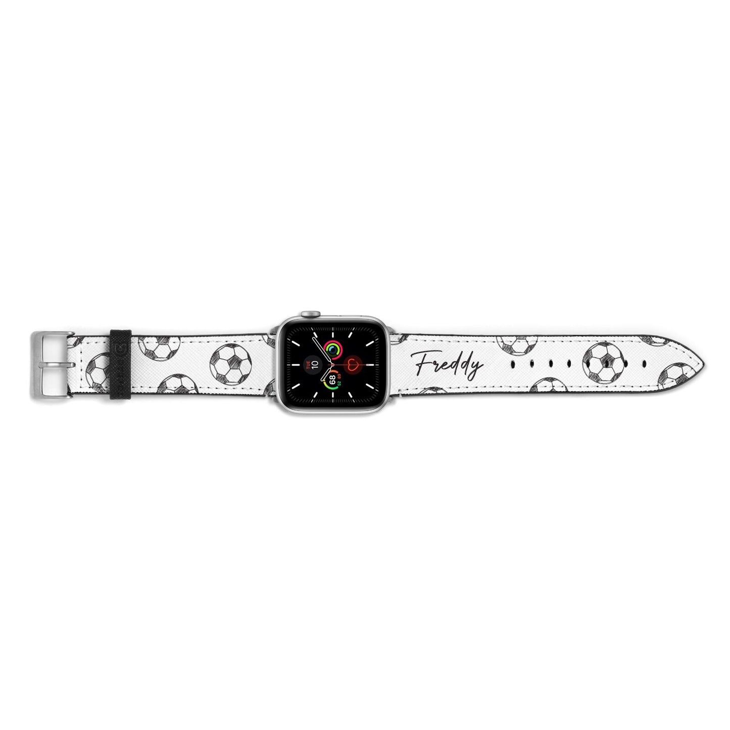 Custom Football Apple Watch Strap Landscape Image Silver Hardware