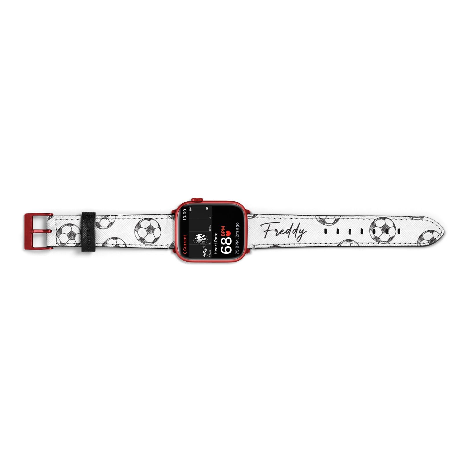 Custom Football Apple Watch Strap Size 38mm Landscape Image Red Hardware