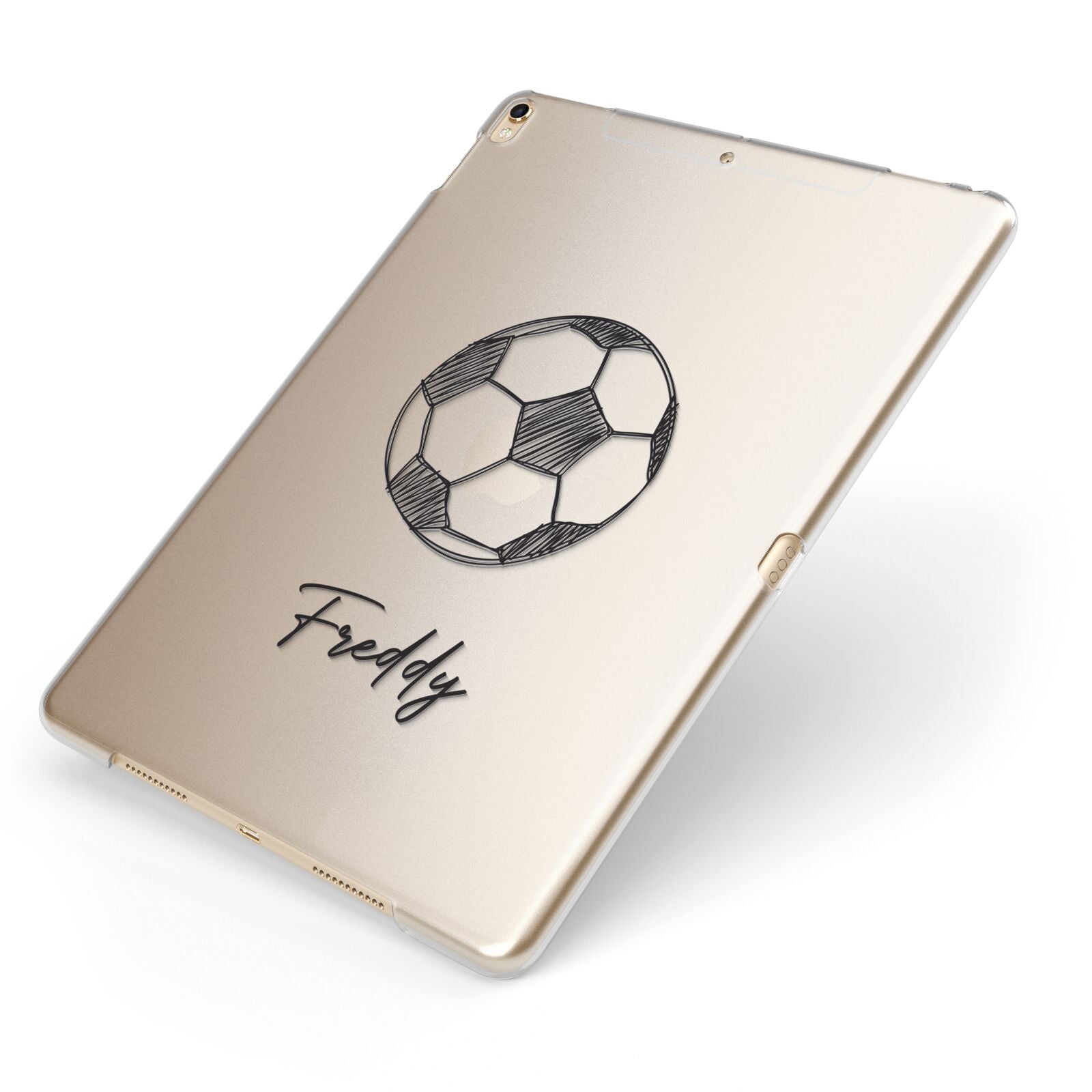 Custom Football Apple iPad Case on Gold iPad Side View