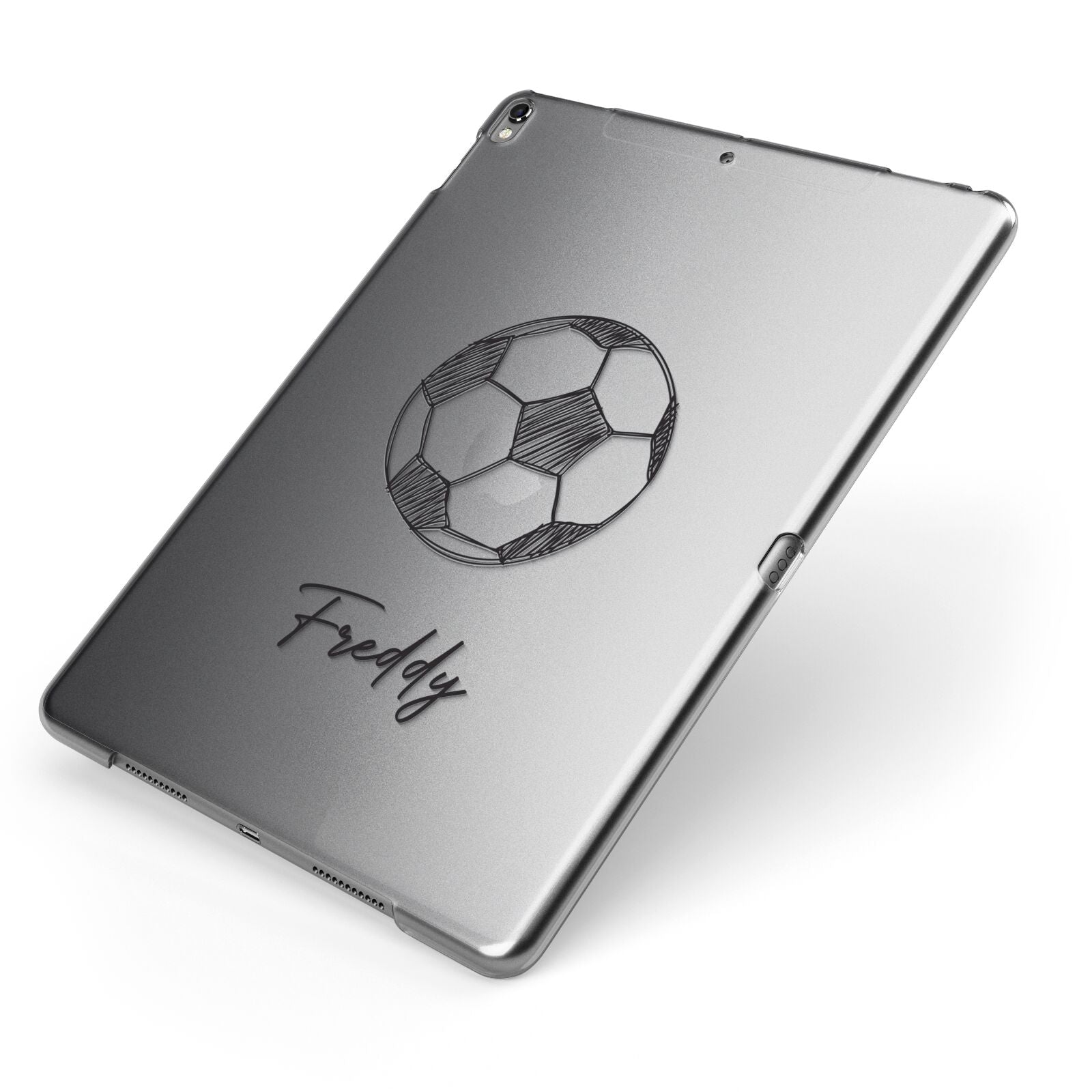 Custom Football Apple iPad Case on Grey iPad Side View