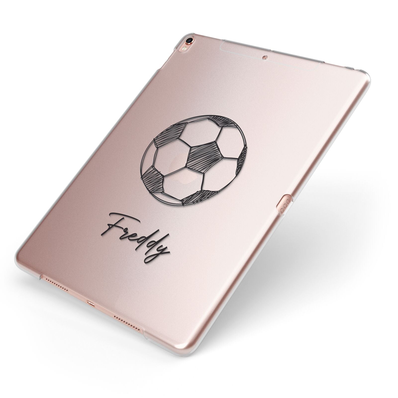 Custom Football Apple iPad Case on Rose Gold iPad Side View