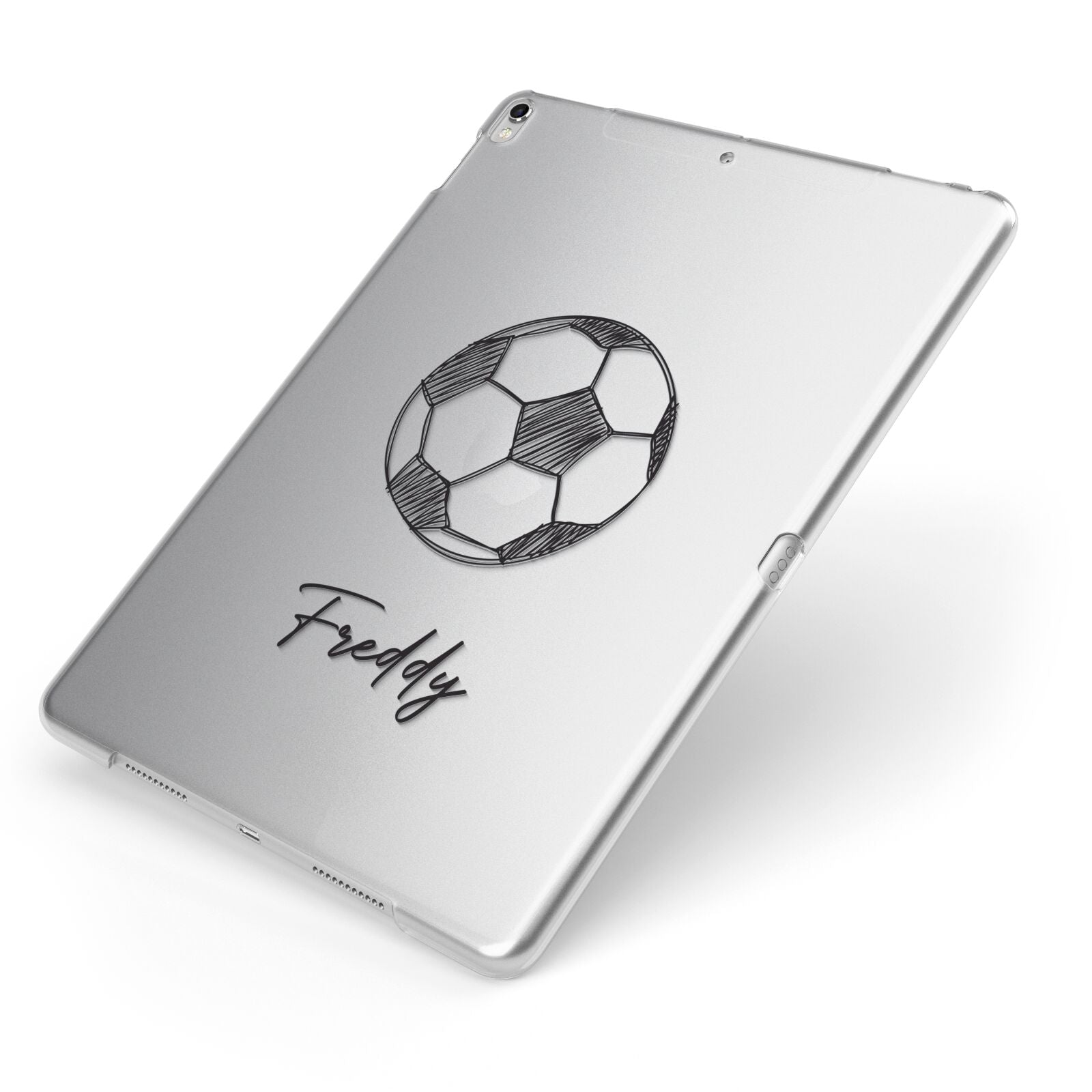 Custom Football Apple iPad Case on Silver iPad Side View