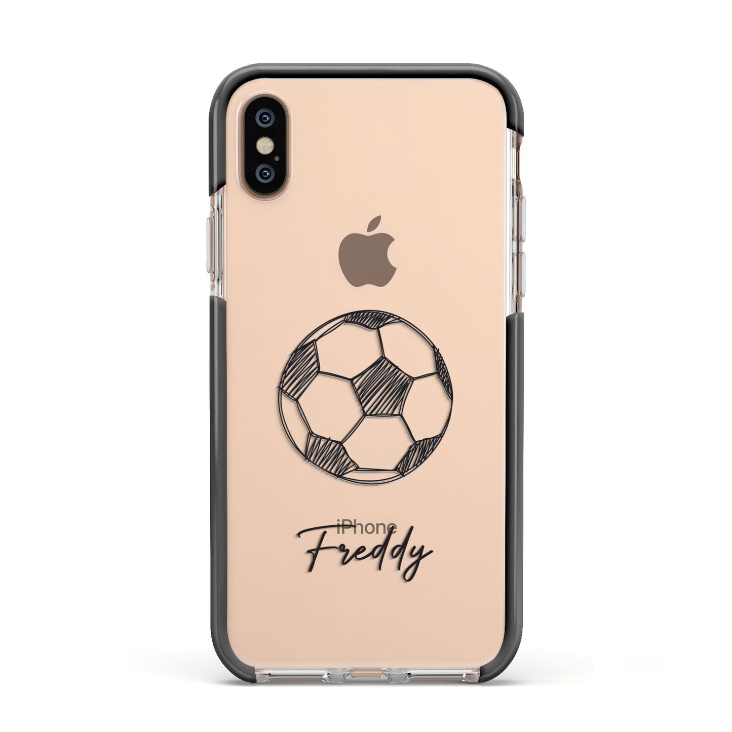 Custom Football Apple iPhone Xs Impact Case Black Edge on Gold Phone