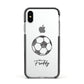 Custom Football Apple iPhone Xs Impact Case Black Edge on Silver Phone