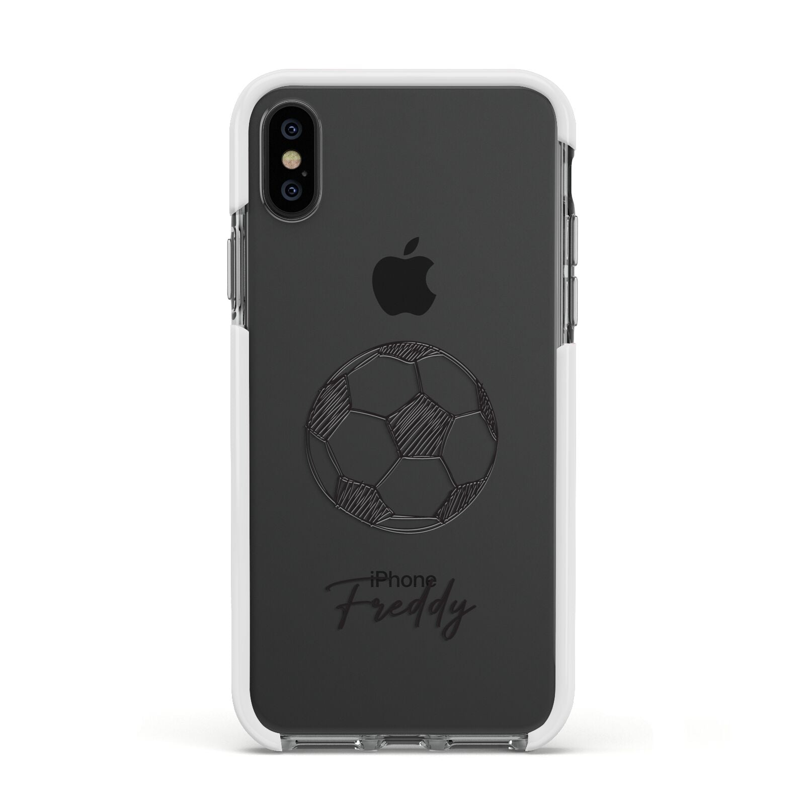 Custom Football Apple iPhone Xs Impact Case White Edge on Black Phone