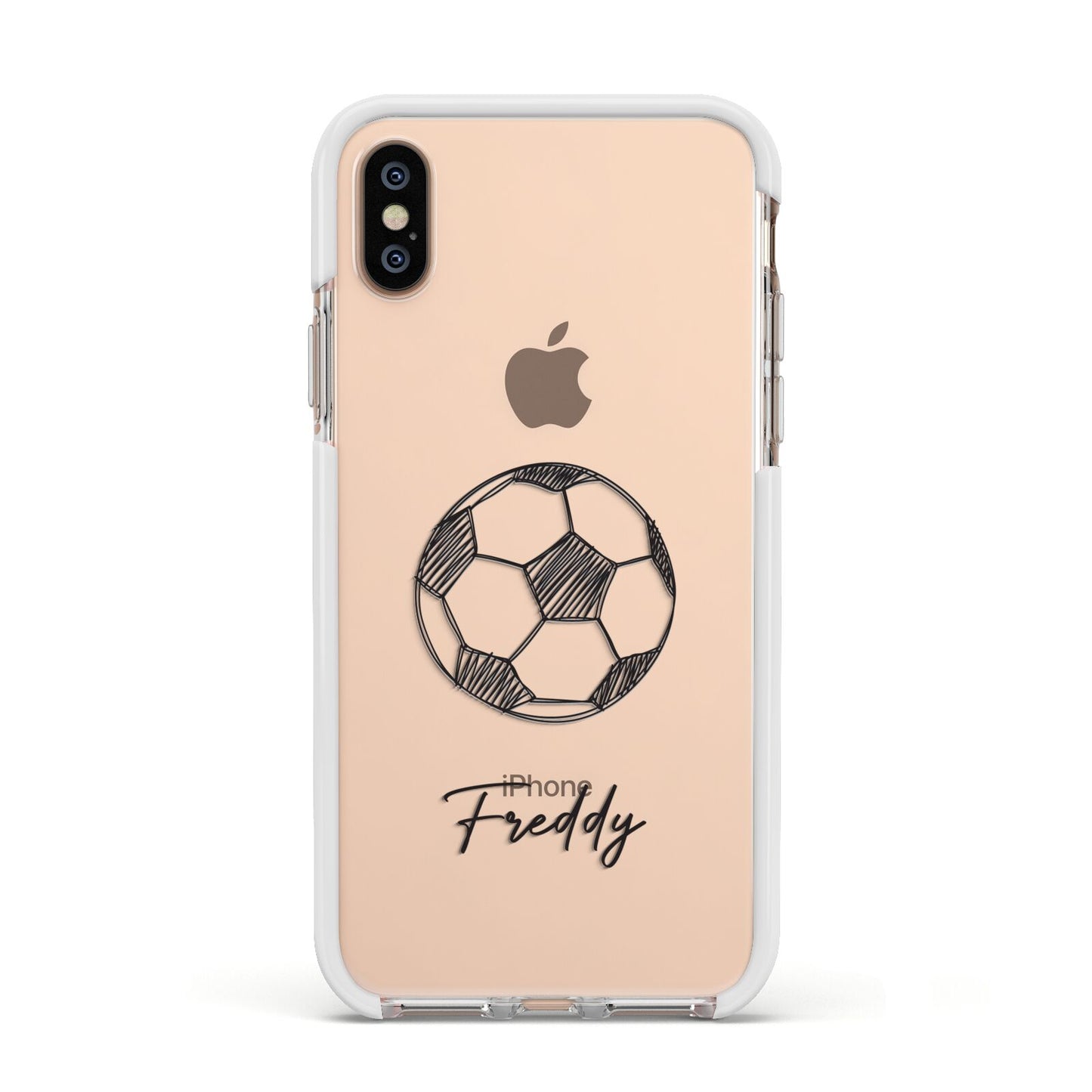 Custom Football Apple iPhone Xs Impact Case White Edge on Gold Phone