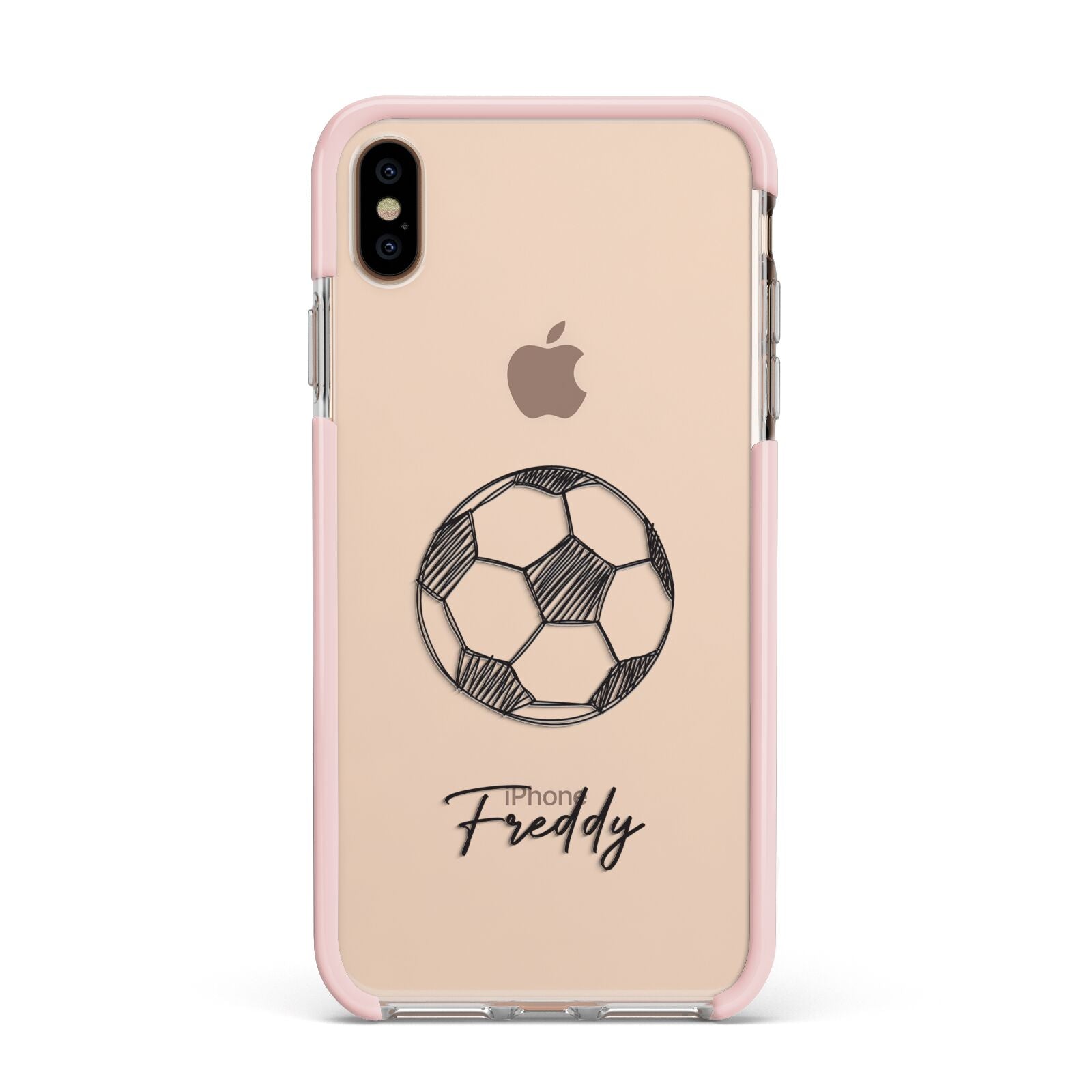 Custom Football Apple iPhone Xs Max Impact Case Pink Edge on Gold Phone