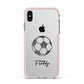 Custom Football Apple iPhone Xs Max Impact Case Pink Edge on Silver Phone