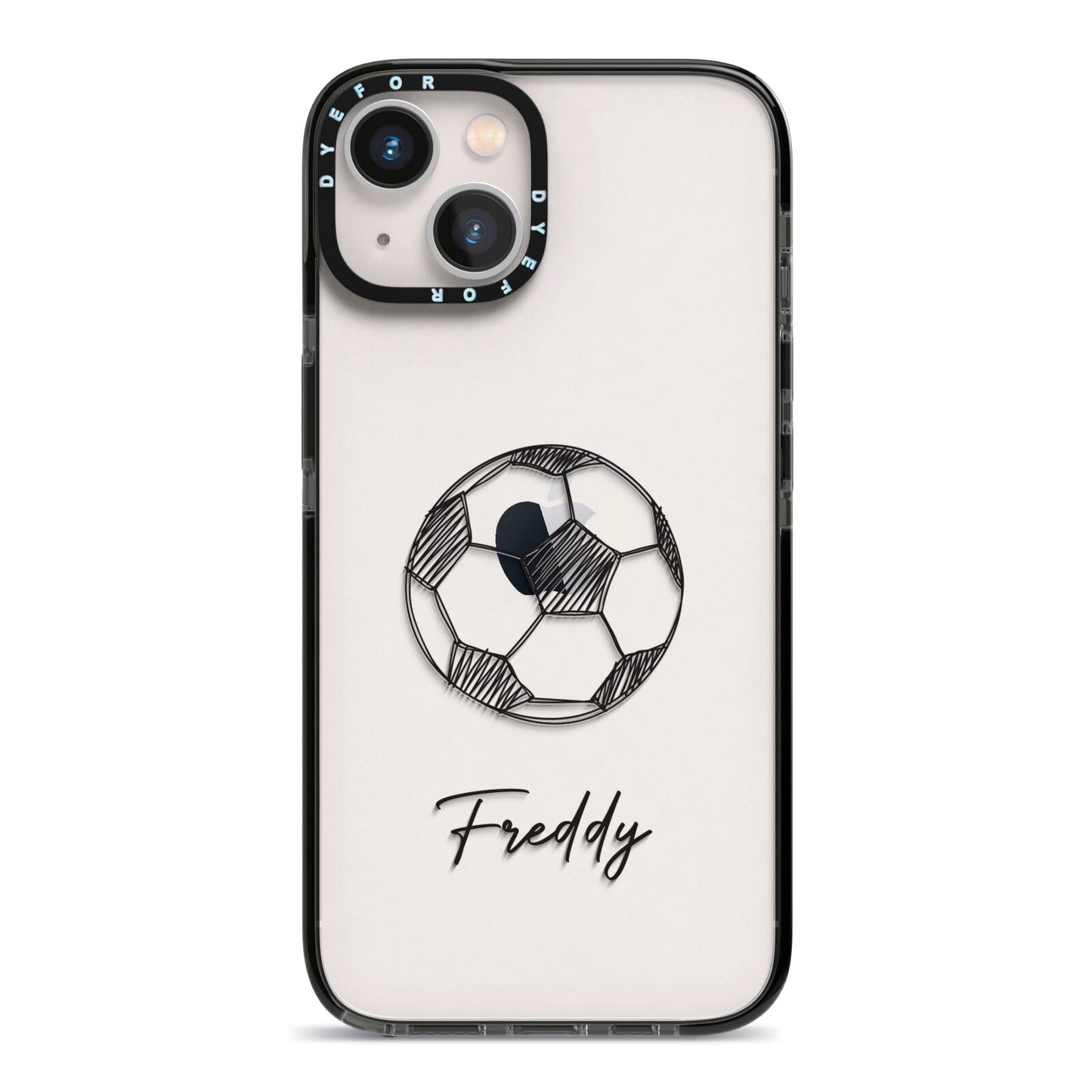 Custom Football iPhone 13 Black Impact Case on Silver phone