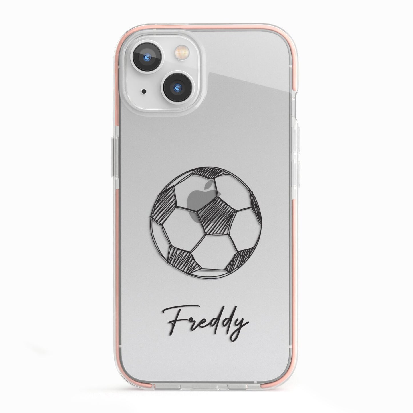 Custom Football iPhone 13 TPU Impact Case with Pink Edges