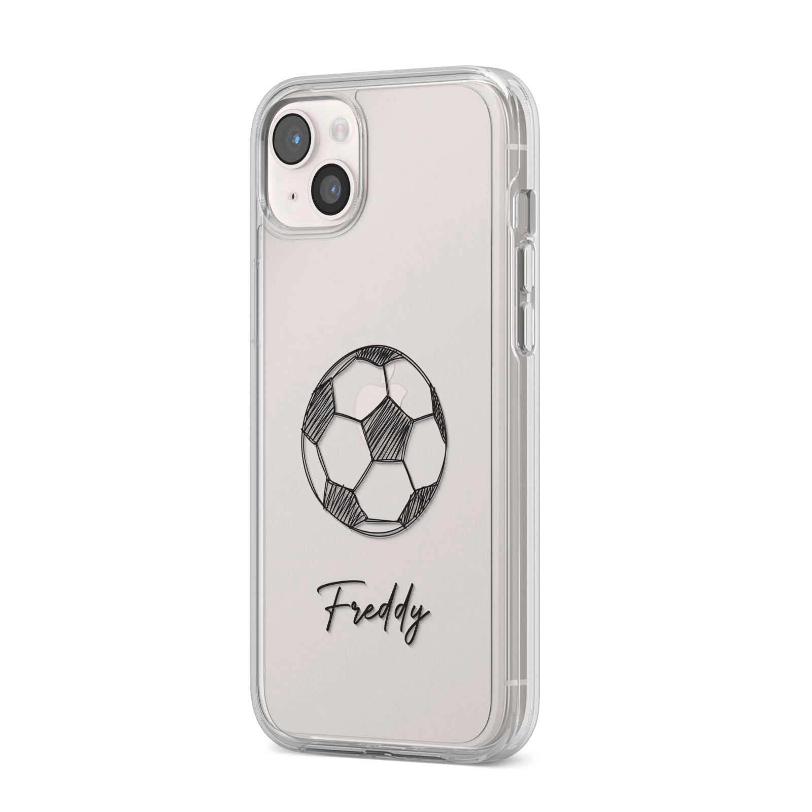 Custom Football iPhone 14 Plus Clear Tough Case Starlight Angled Image