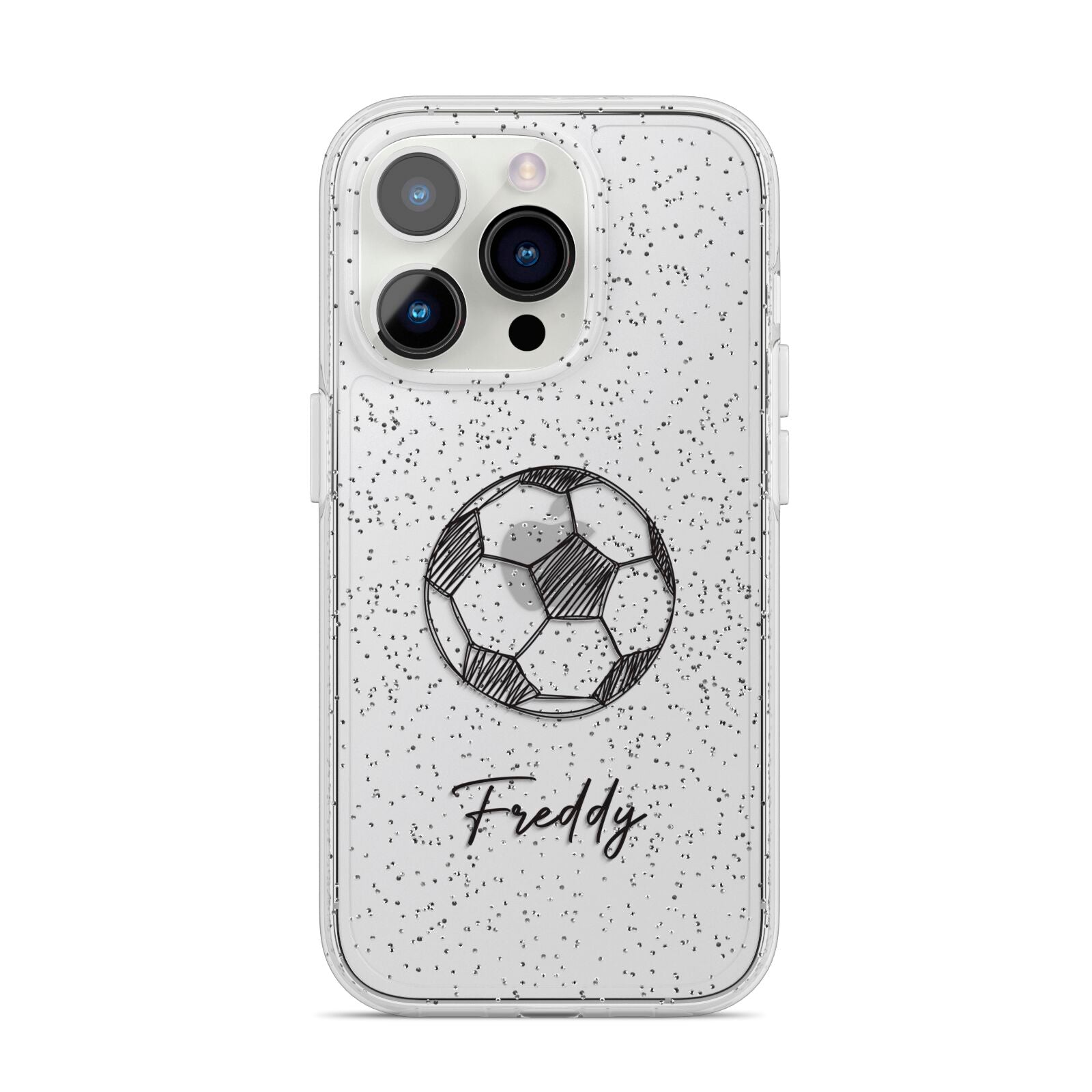 Custom Football iPhone 14 Pro Glitter Tough Case Silver