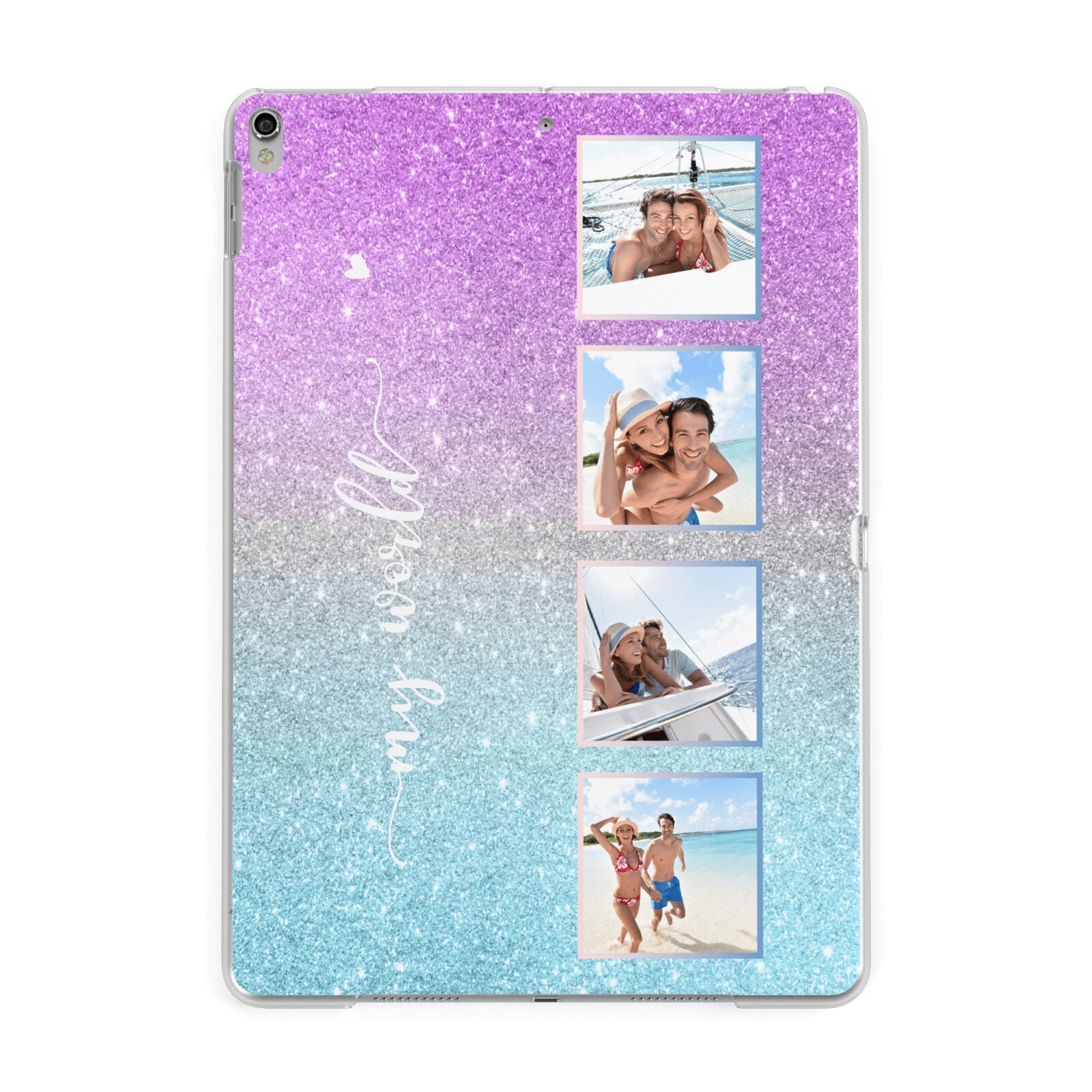 Custom Glitter Photo Apple iPad Silver Case