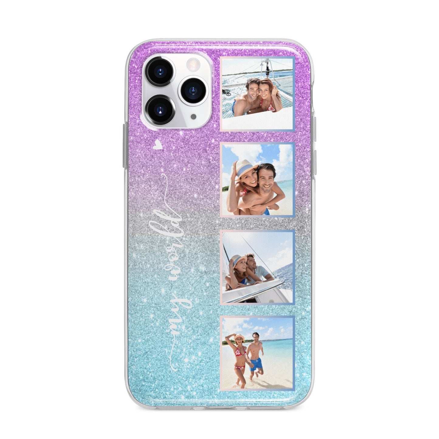 Custom Glitter Photo Apple iPhone 11 Pro Max in Silver with Bumper Case