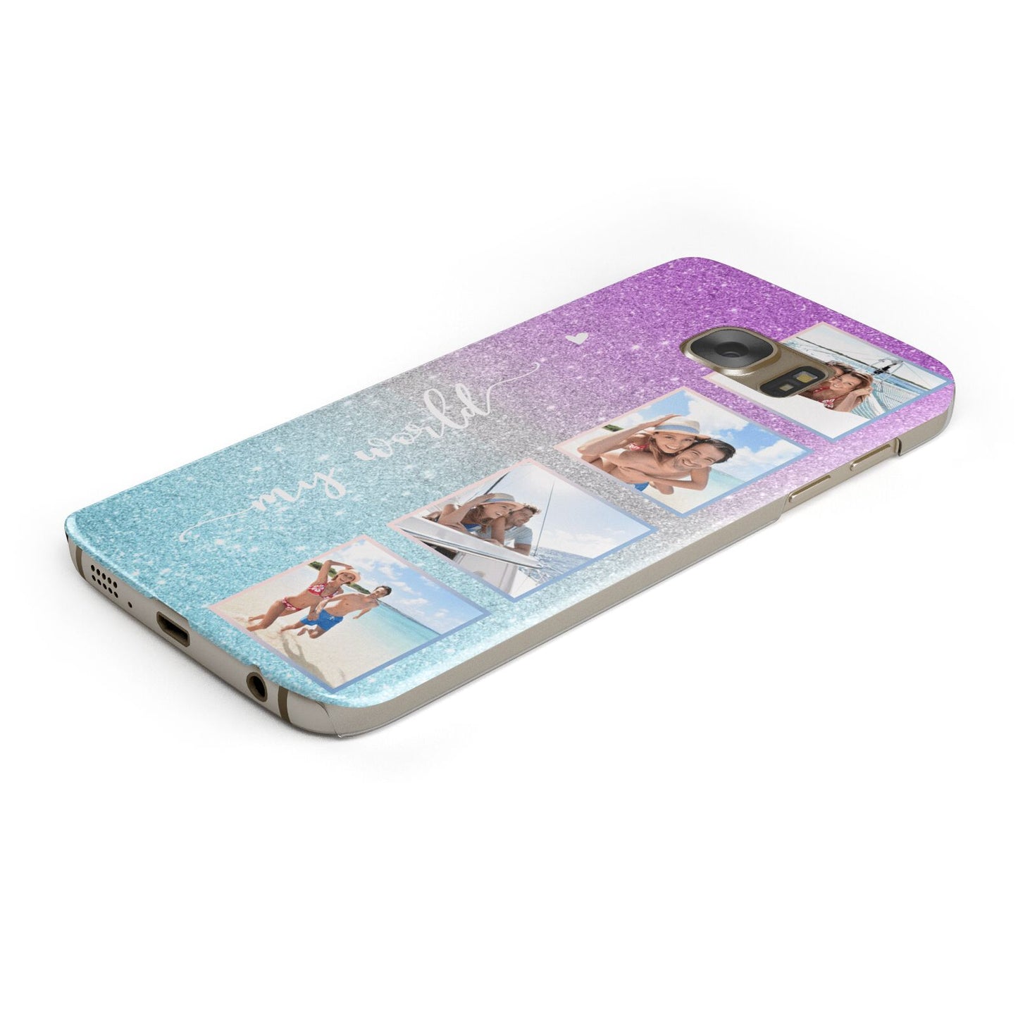 Custom Glitter Photo Protective Samsung Galaxy Case Angled Image