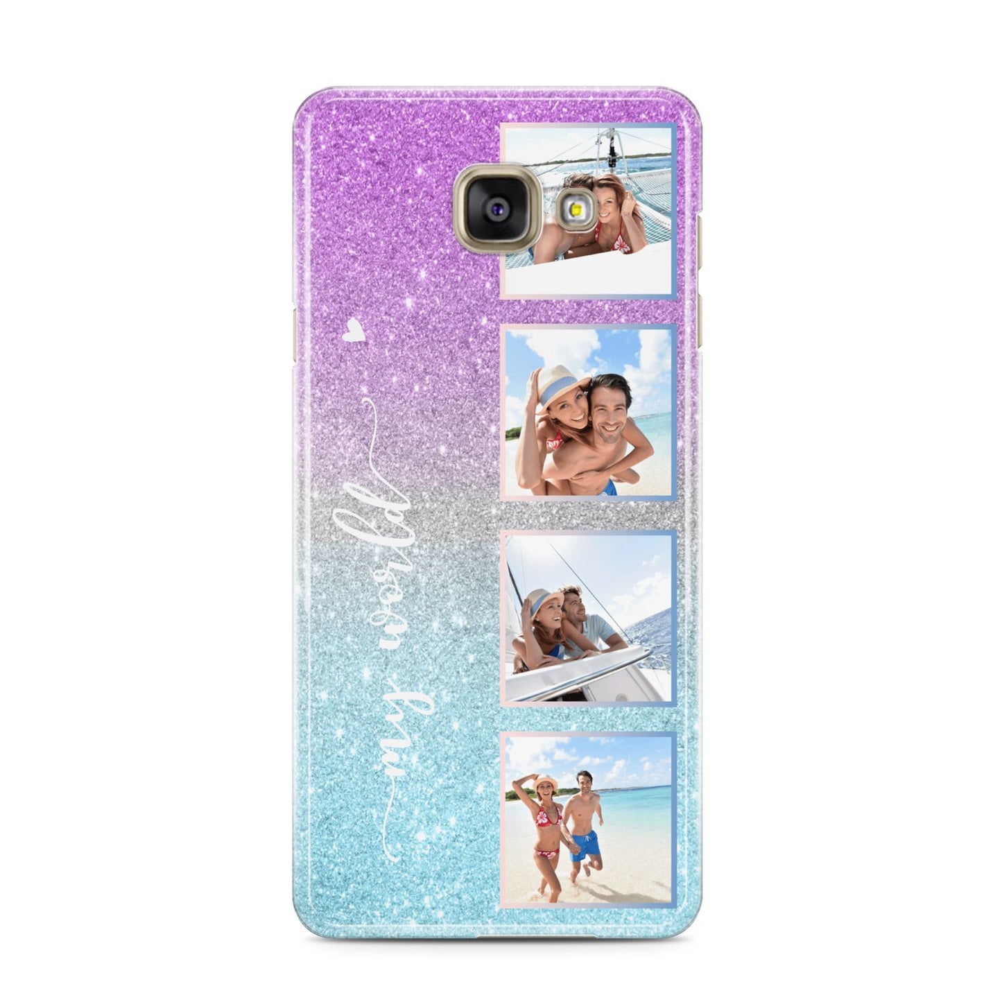 Custom Glitter Photo Samsung Galaxy A3 2016 Case on gold phone