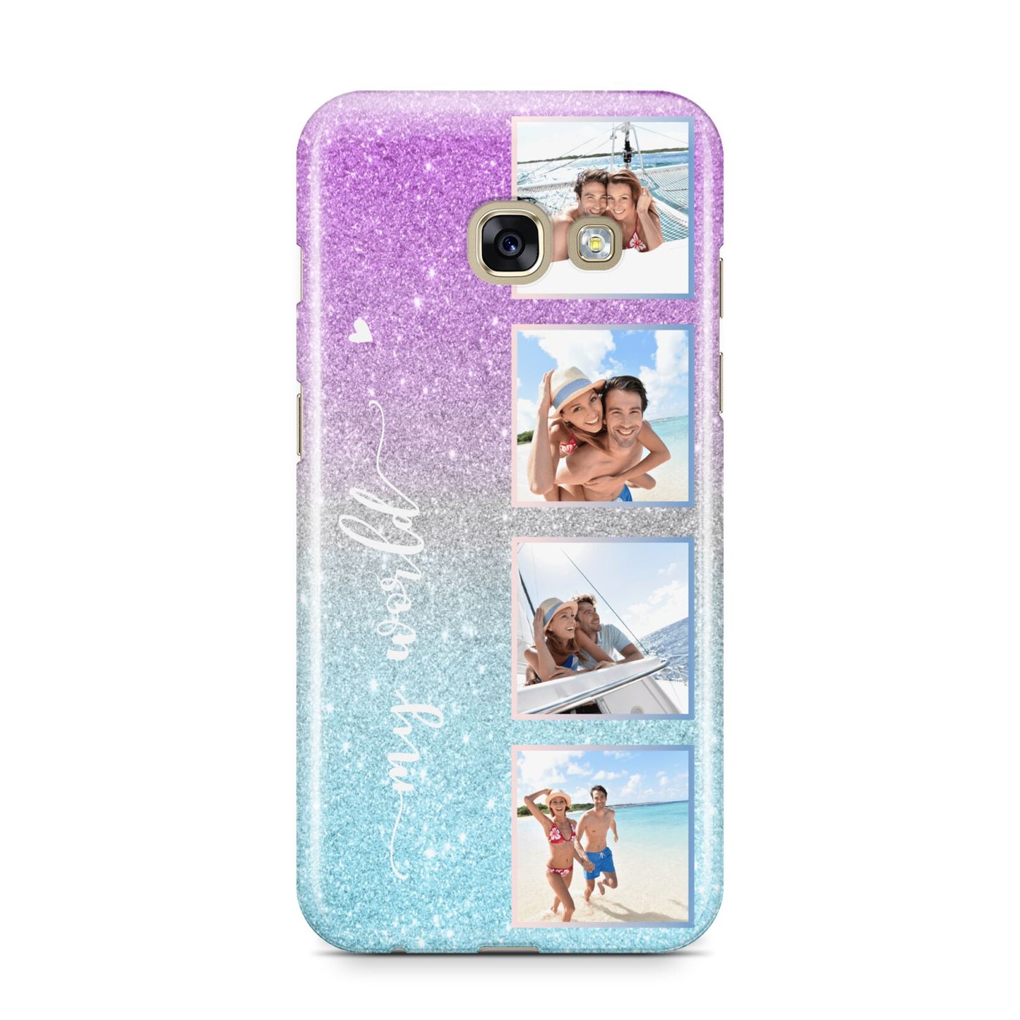 Custom Glitter Photo Samsung Galaxy A3 2017 Case on gold phone