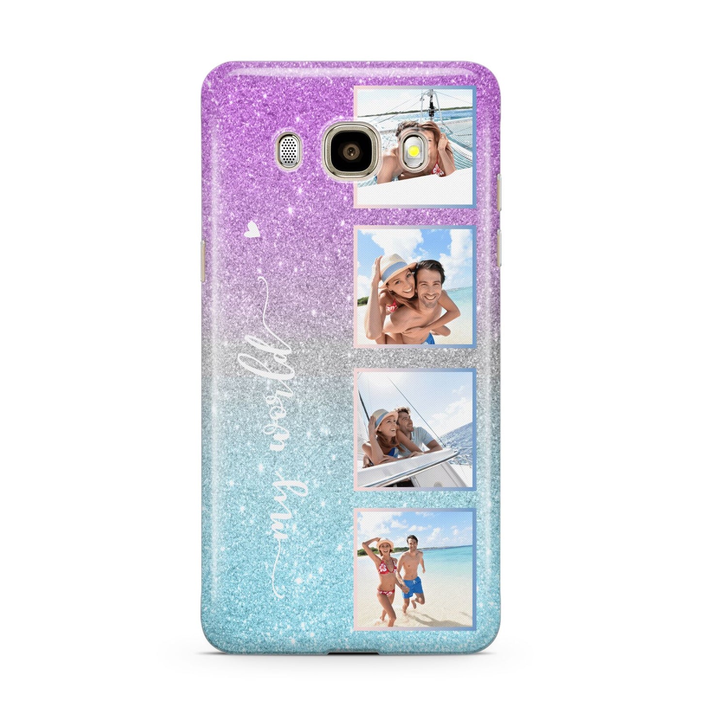 Custom Glitter Photo Samsung Galaxy J7 2016 Case on gold phone