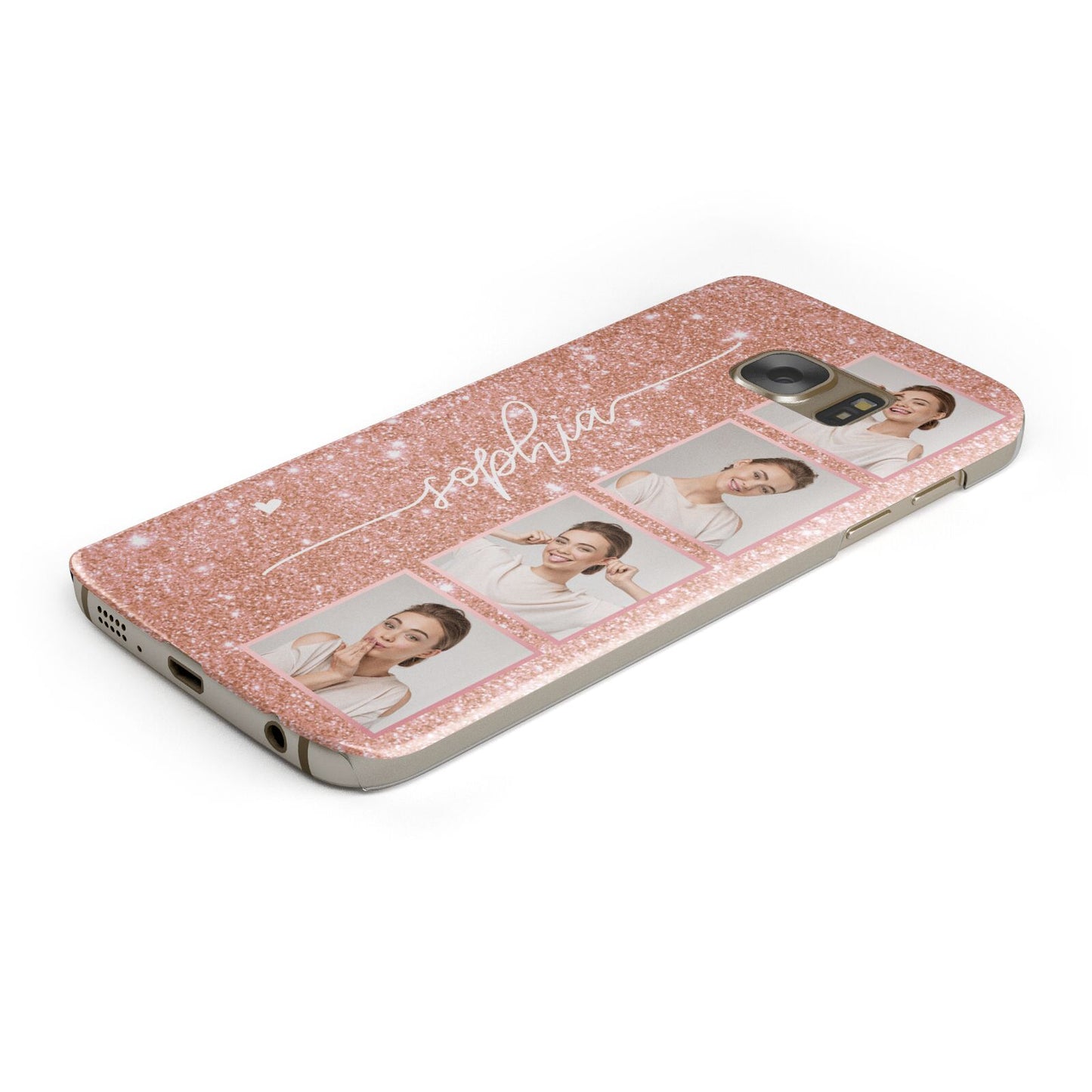 Custom Glitter Photo Strip Protective Samsung Galaxy Case Angled Image