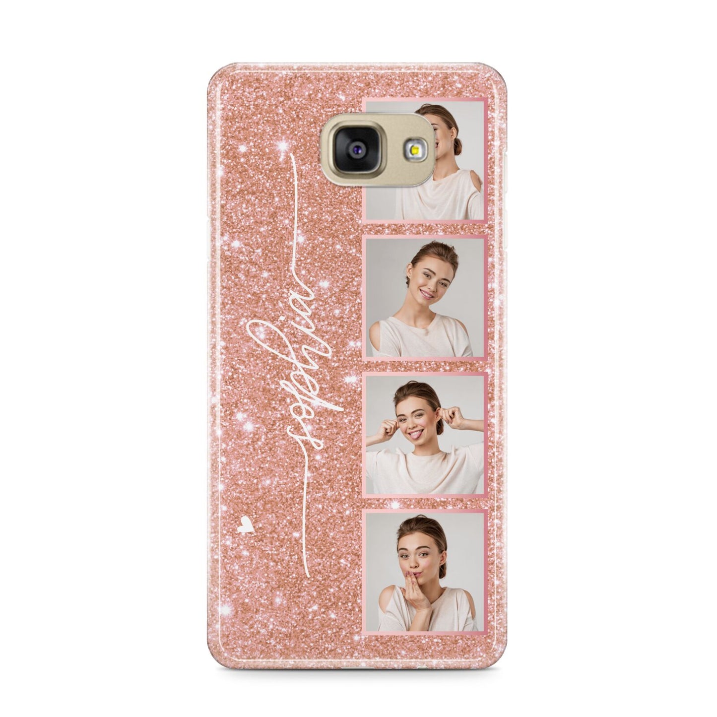 Custom Glitter Photo Strip Samsung Galaxy A9 2016 Case on gold phone