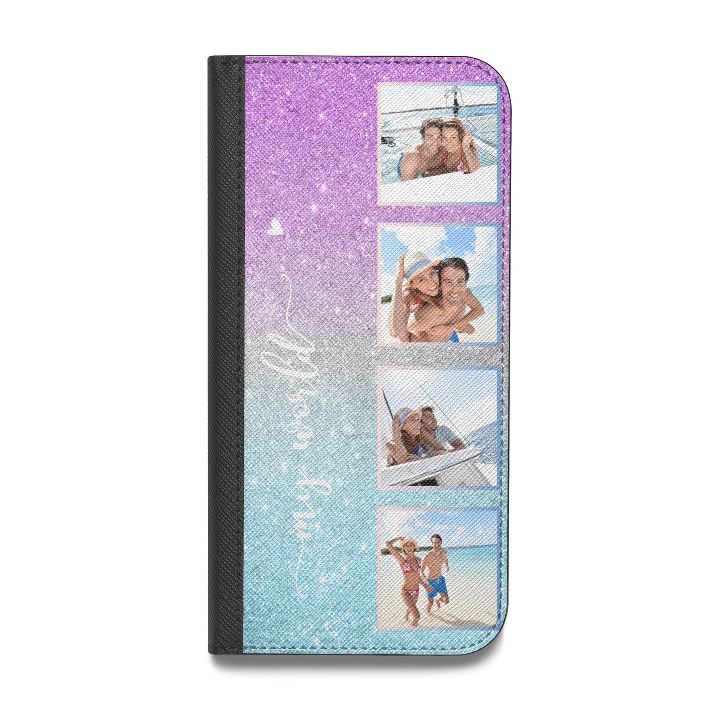 Custom Glitter Photo Vegan Leather Flip iPhone Case