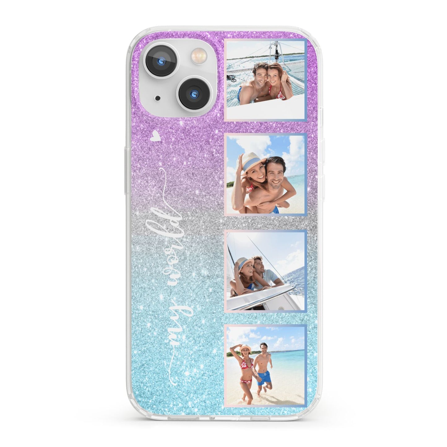 Custom Glitter Photo iPhone 13 Clear Bumper Case