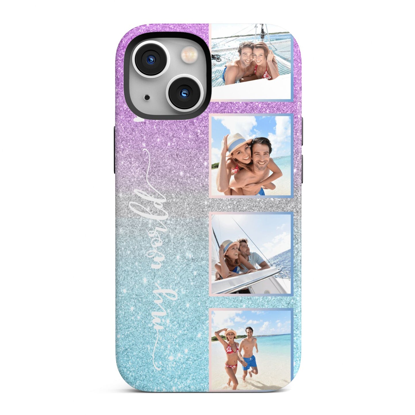 Custom Glitter Photo iPhone 13 Mini Full Wrap 3D Tough Case