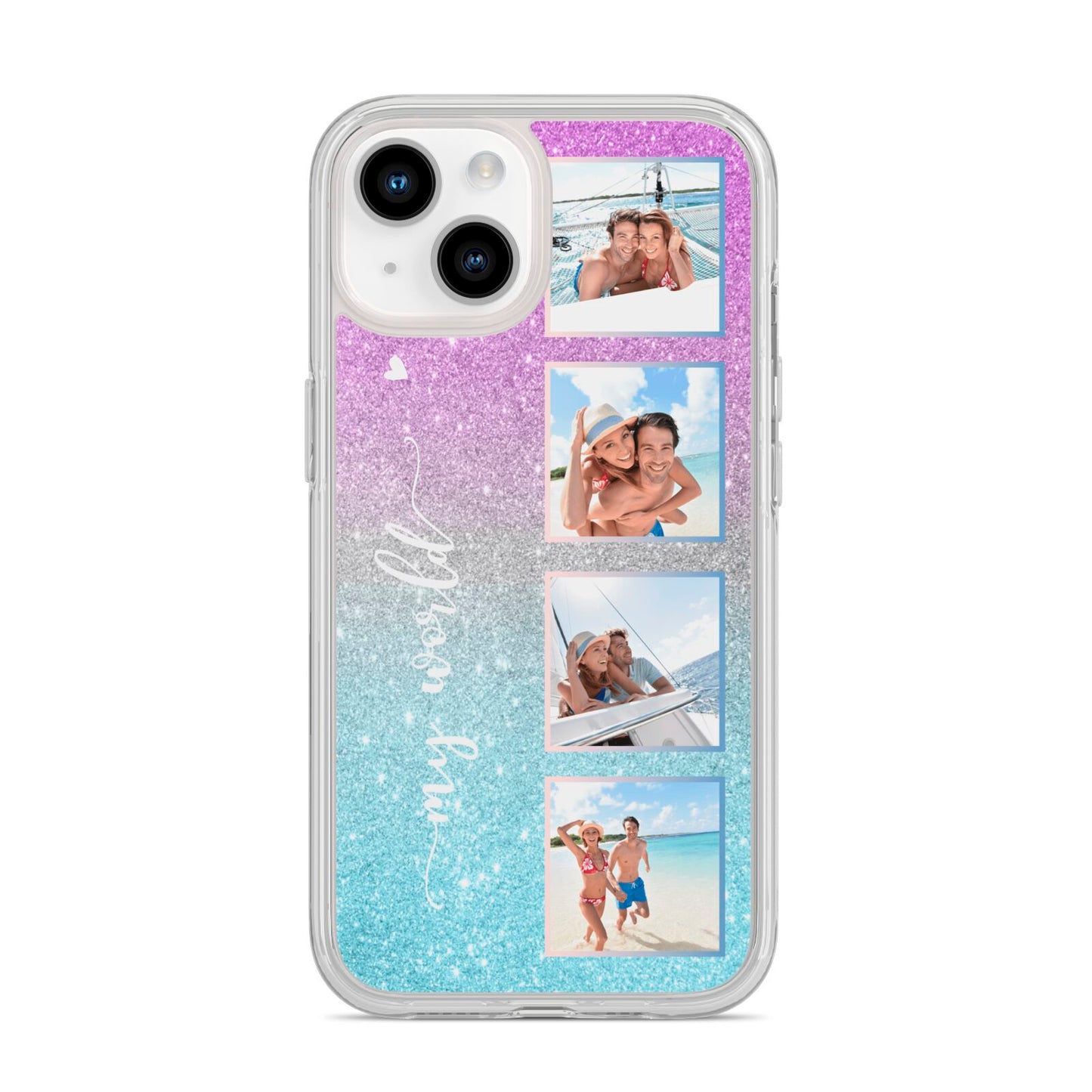 Custom Glitter Photo iPhone 14 Clear Tough Case Starlight