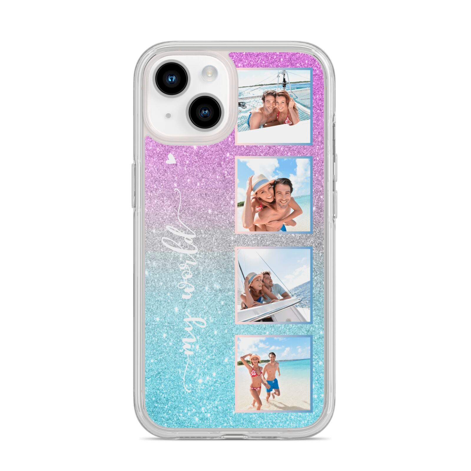 Custom Glitter Photo iPhone 14 Clear Tough Case Starlight