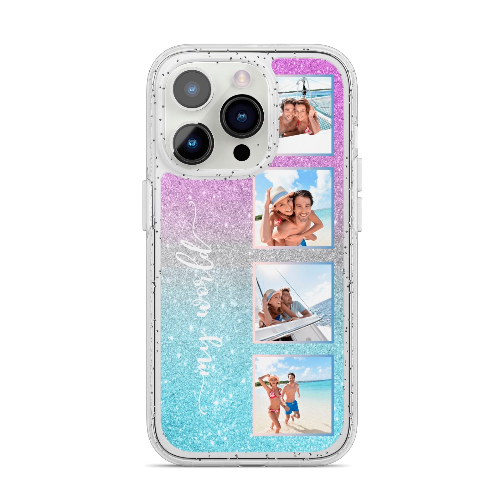 Custom Glitter Photo iPhone 14 Pro Glitter Tough Case Silver