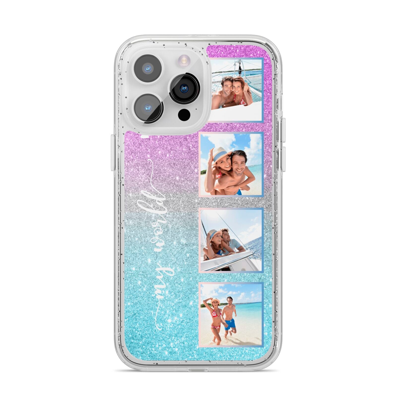 Custom Glitter Photo iPhone 14 Pro Max Glitter Tough Case Silver