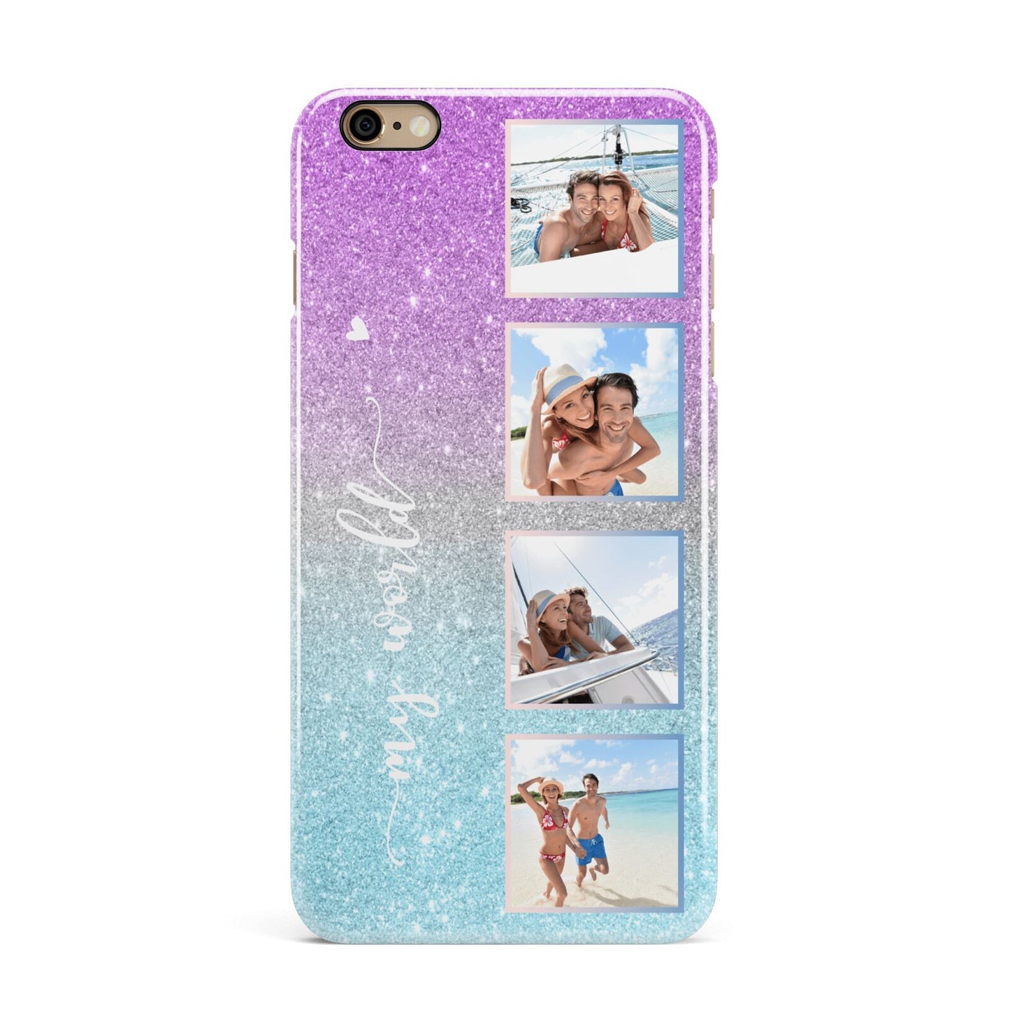 Custom Glitter Photo iPhone 6 Plus 3D Snap Case on Gold Phone