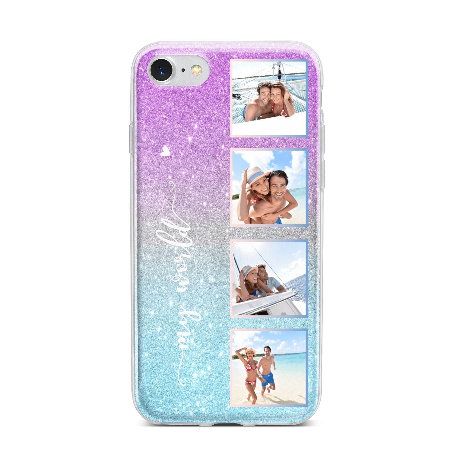 Custom Glitter Photo iPhone 7 Bumper Case on Silver iPhone