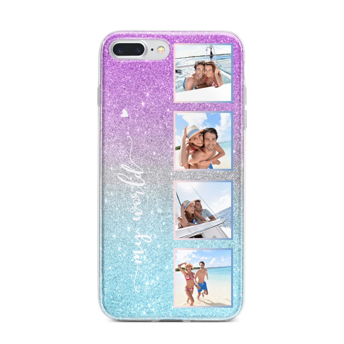 Custom Glitter Photo iPhone 7 Plus Bumper Case on Silver iPhone