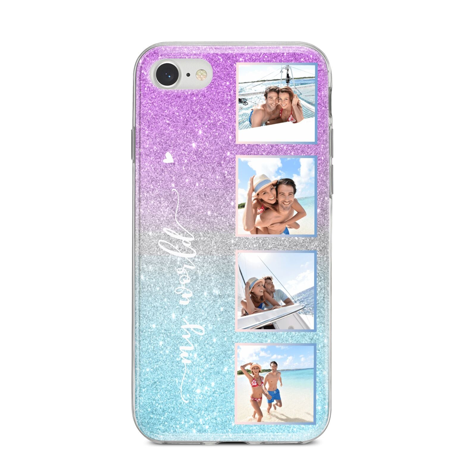 Custom Glitter Photo iPhone 8 Bumper Case on Silver iPhone