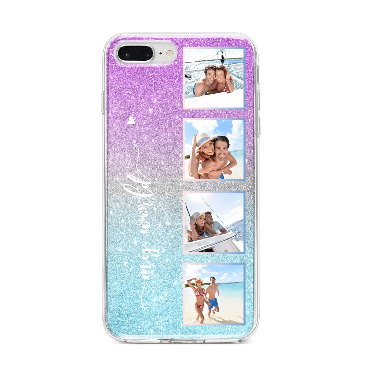 Custom Glitter Photo iPhone 8 Plus Bumper Case on Silver iPhone