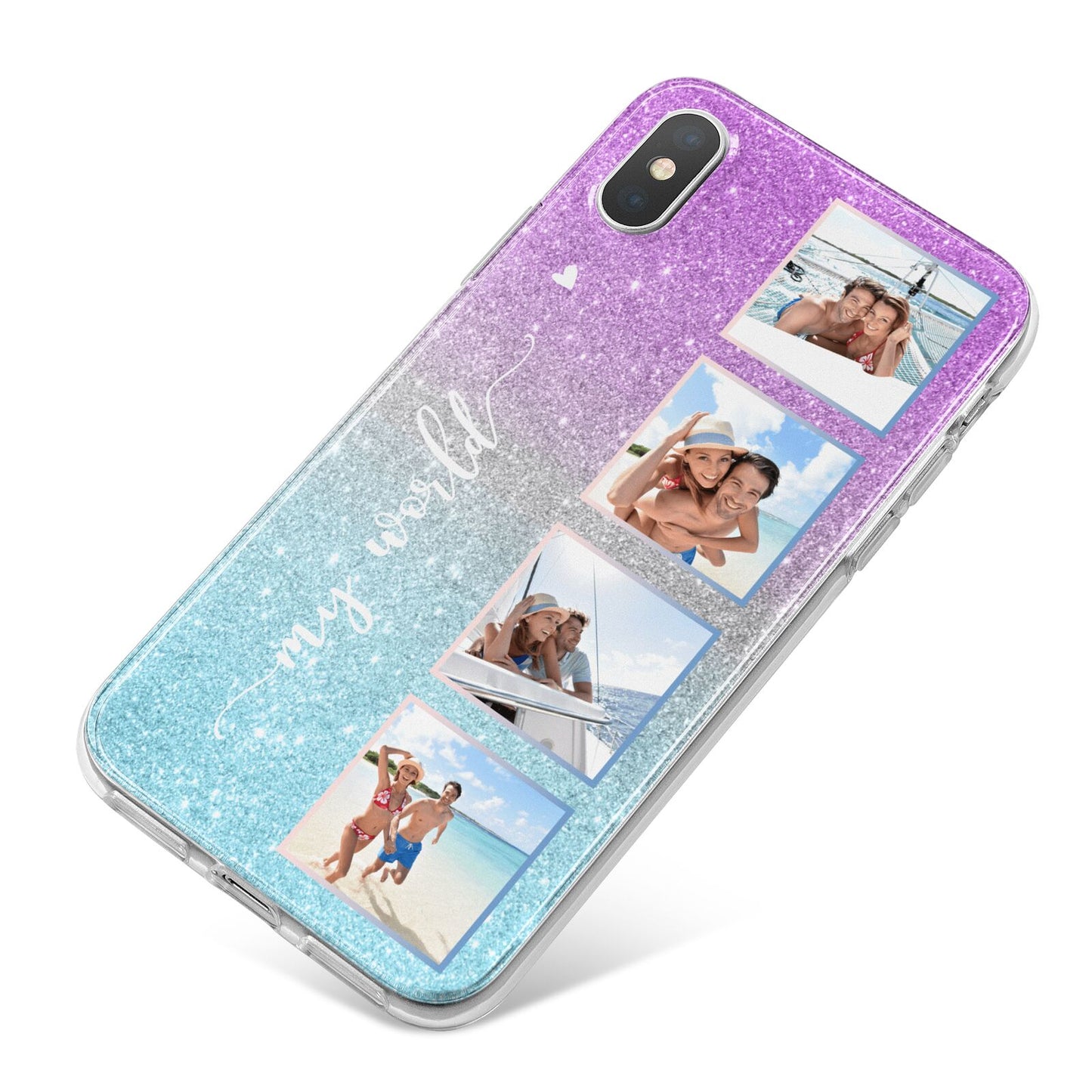 Custom Glitter Photo iPhone X Bumper Case on Silver iPhone