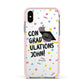 Custom Graduation Apple iPhone Xs Impact Case Pink Edge on Silver Phone